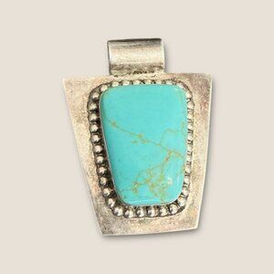 Sterling Silver Pendant With  Gemstone 19g 2" X 1.5" Vintage Design